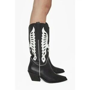 Anine Bing | Tania Boot Mid Calf Black & White Sz 36/6 Retails $700